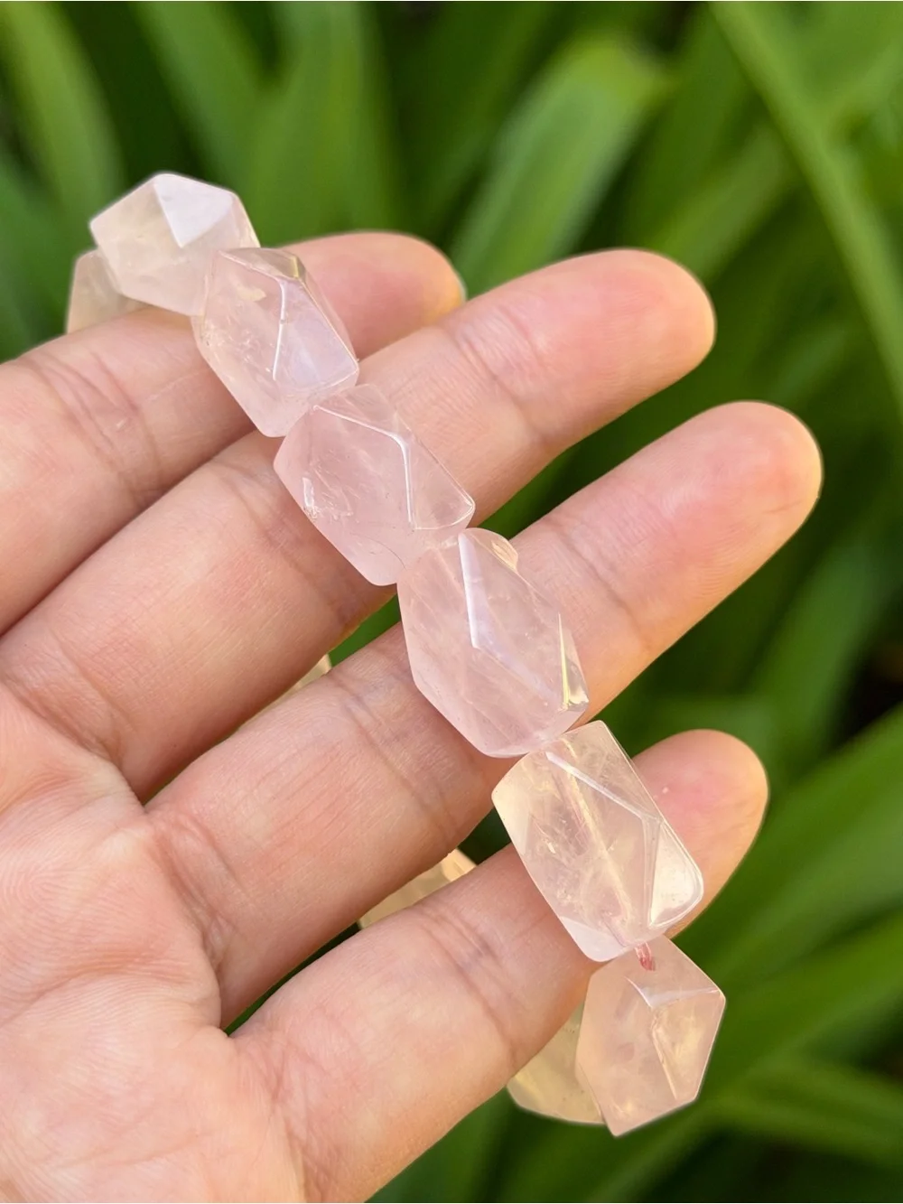 13mm Rose Quartz Faceted Beaded Stretch Bracelet 2050